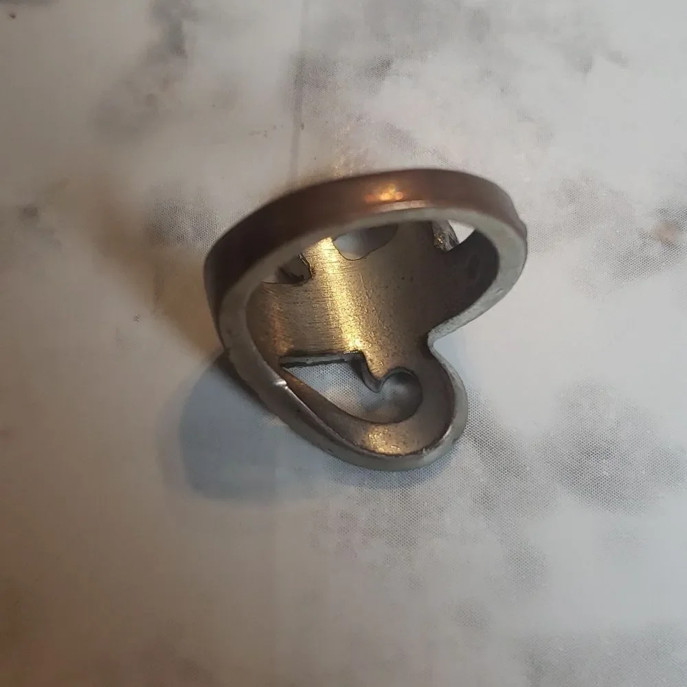 Baroque Rhinestones Swirls Ring Size 7.5 US | Silver Tone Metal
